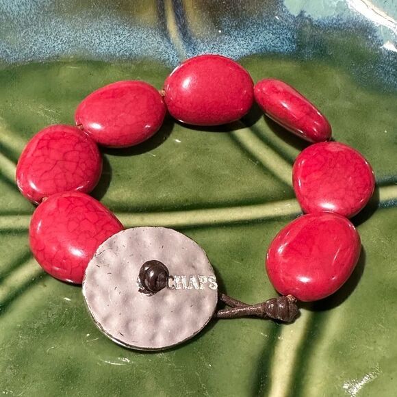 CHAPS Red Stone Bracelet 7” - Picture 1 of 3